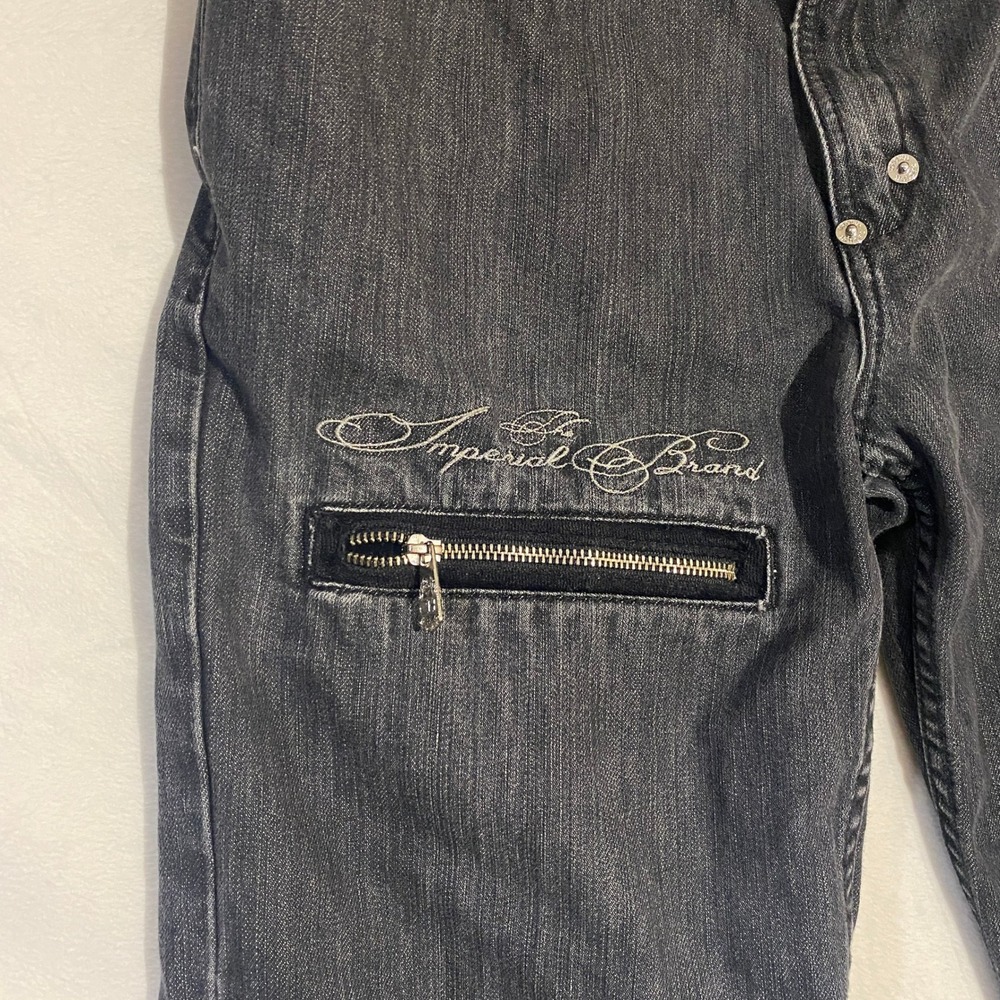 Crown Holder Imperial Brand Mens Faded Black Jeans Velvet Studded Pockets 34x31 - Picture 5 of 16